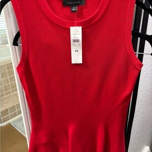 Ann Taylor Red Fitted Sleeveless peplum Tank Top